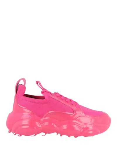 Moschino Logo-patch Leather Sneakers In Pink