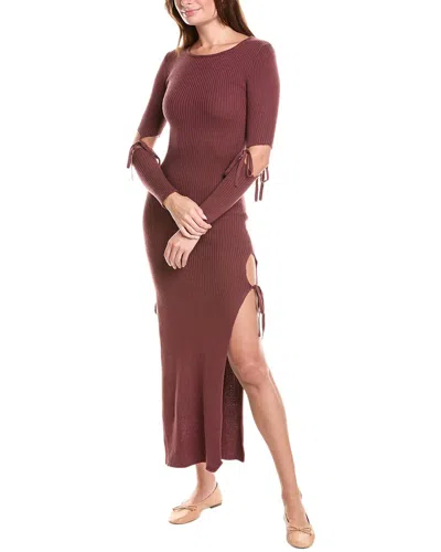 27 Miles Malibu Ribbed Wool-blend Maxi Dress In Brown