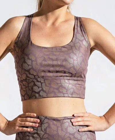 Rae Mode Criss Cross Sports Bra In Mauve Camo In Purple
