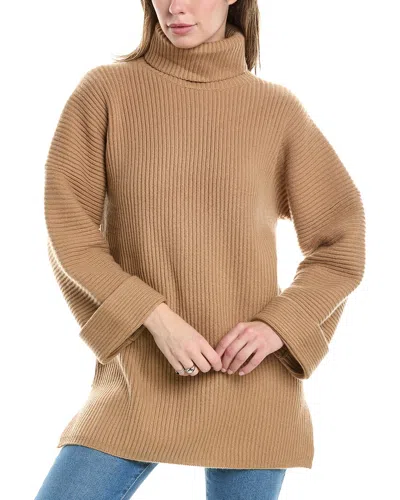 Max Mara Dula Oversized Rib Knit Wool Turtleneck In Brown