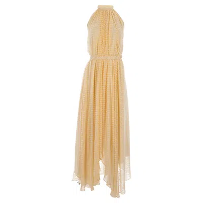 Saloni Irina Swiss-dot Chiffon Maxi Dress In Yellow Polyester In Yellow