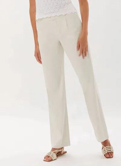 Ecru Parsons Belted Wide Leg Pant In  In White