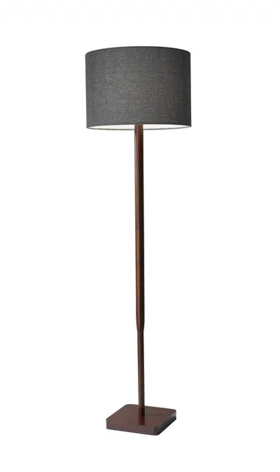 Homezia 59" Solid Wood Traditional Shaped Floor Lamp With Black Drum Shade