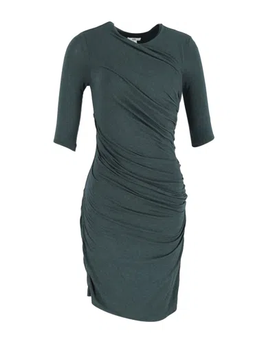 Helmut Lang Gathered Bodycon Dress In Green Cotton In Green