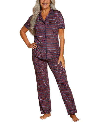 Cosabella Bella Printed Top Pant Pajama Set In Geo 2 Sahara