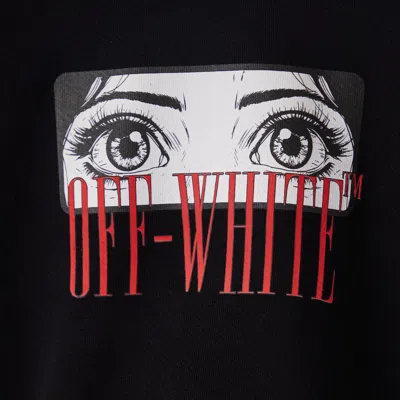 Off-white Anime Eyes Crop Crewneck Swearshirt In Black/multicolor
