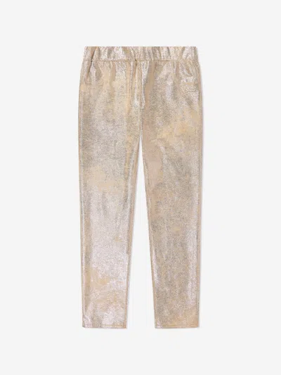 Guess Girls Foil Suede Leggings In Gold