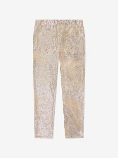 Guess Girls Foil Suede Leggings In Gold