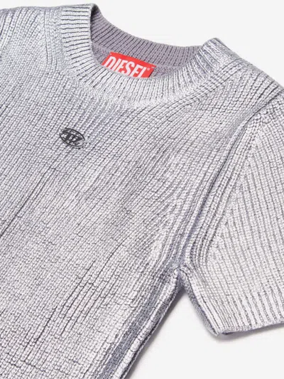 Diesel Girls Knitted Dress In Silver