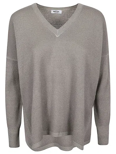 Baserange Base Wool V-necked Sweater In Green