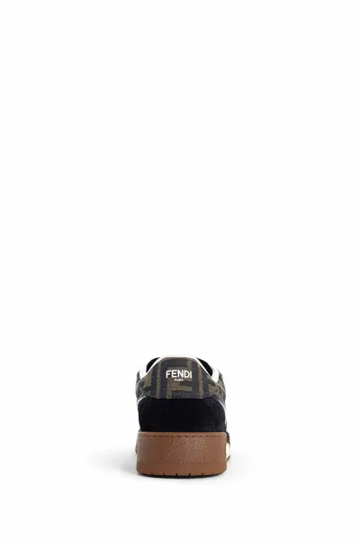 Fendi Match Suede Sneakers With Jacquard Ff Fabric Inserts In Multicolor