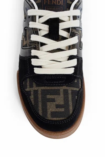 Fendi Match Suede Sneakers With Jacquard Ff Fabric Inserts In Multicolor