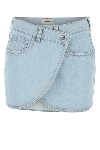 Coperni Minigonna Denim A Portafoglio In Ice Blue