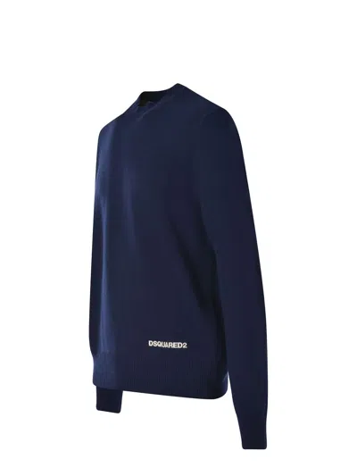 Dsquared2 Crewneck Knit Sweater In Blue