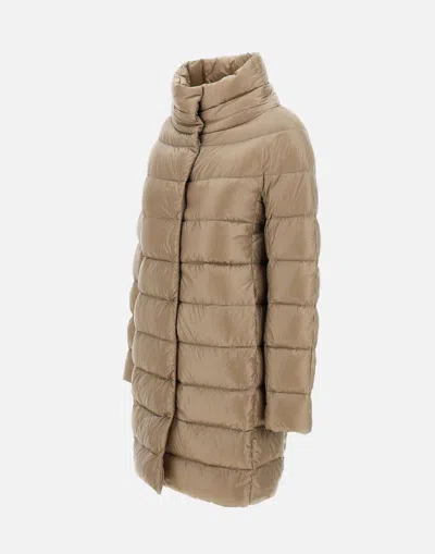 Herno Cappuccino Nylon Matilde Down Jacket In Beige