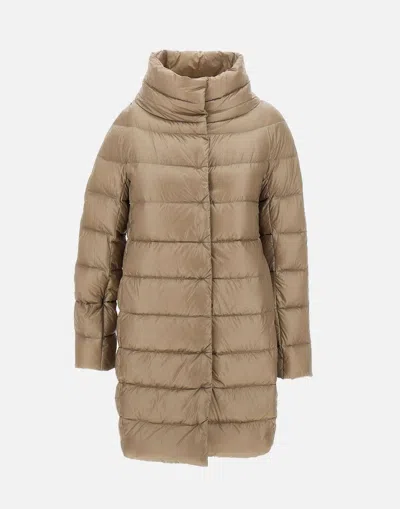 Herno Cappuccino Nylon Matilde Down Jacket In Beige