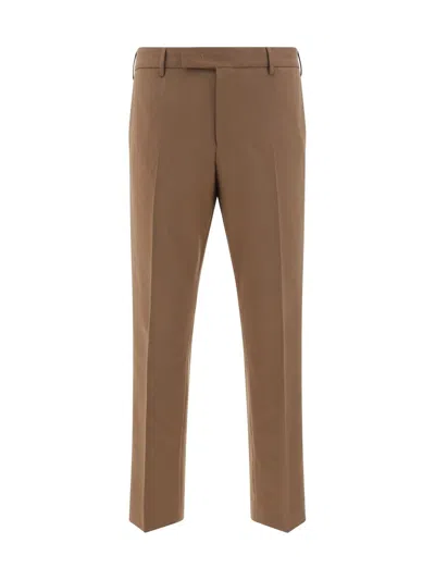 Pt Torino Stretch Wool Trousers In Brown