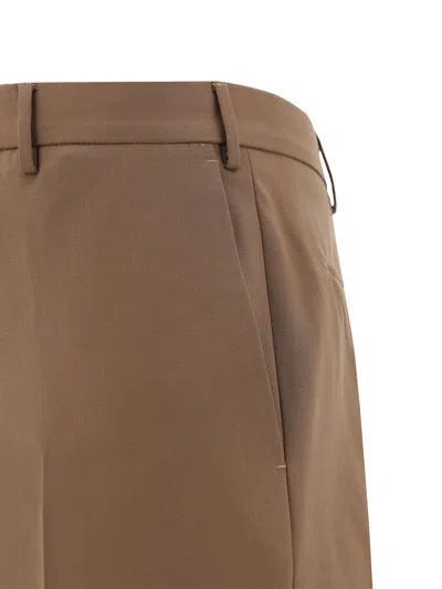 Pt Torino Stretch Wool Trousers In Brown