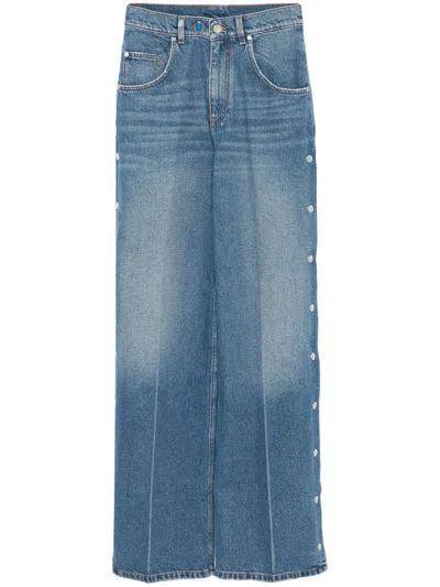Stella Mccartney Popper-studded Bootcut Denim Jeans In Vintage Blue Denim