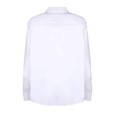 Tory Burch Collared Neck Long Sleeves Pleated Cuffs Shirt In White