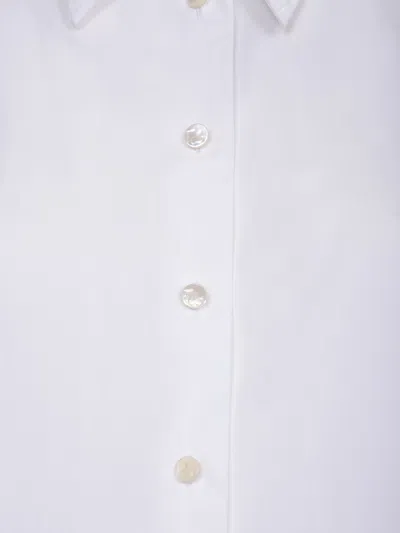Tory Burch Collared Neck Long Sleeves Pleated Cuffs Shirt In White