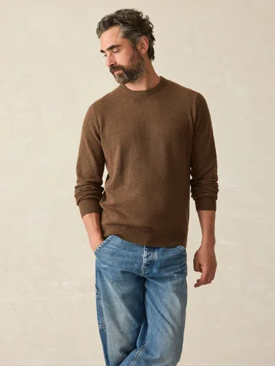 Faherty Jackson Crew Sweater In Trail Brown Heather