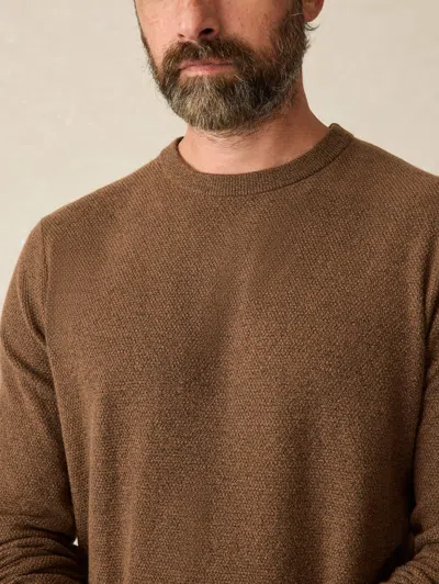 Faherty Jackson Crew Sweater In Trail Brown Heather