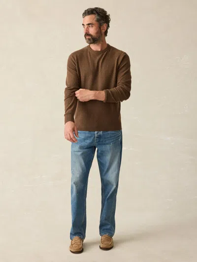 Faherty Jackson Crew Sweater In Trail Brown Heather