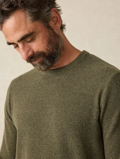 Faherty Jackson Crew Sweater In Olive Heather