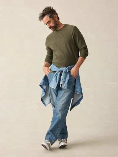 Faherty Jackson Crew Sweater In Olive Heather