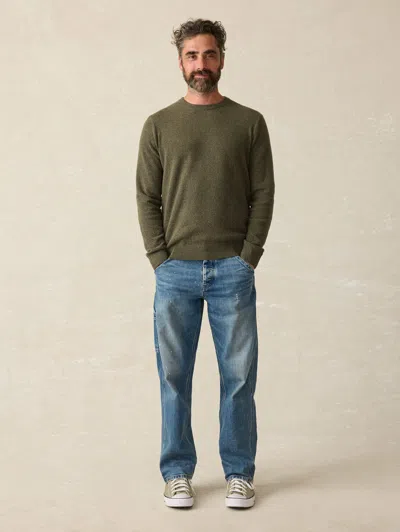 Faherty Jackson Crew Sweater In Olive Heather