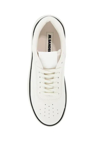 Shop Jil Sander Leather Sneakers For Everyday In White