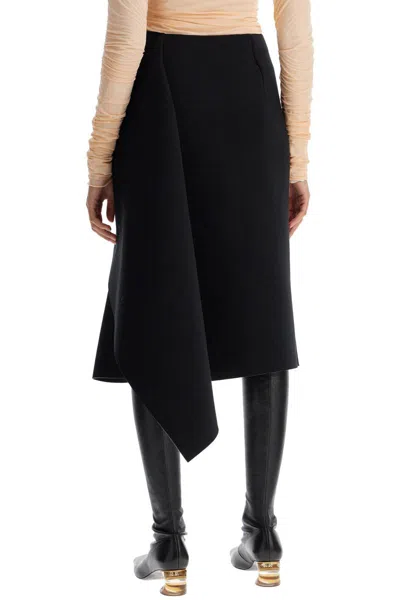 Shop Dries Van Noten Midi Scuba Skirt With Draping In Black