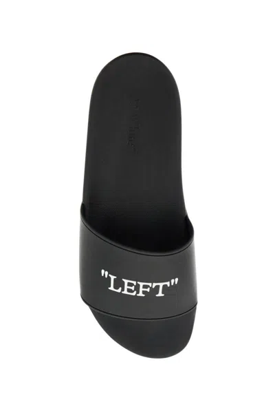 Shop Off-white Rubber Slides For Left And Right In Black