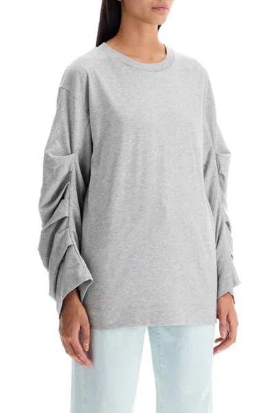 Shop Dries Van Noten T-shirt With Pleated Sleeves Heynas In Grey