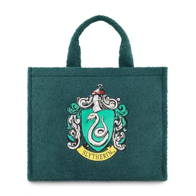 Harry Potter Slytherin Crest Sherpa Travel Tote With Trolley Strap In Green