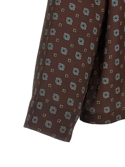 Moschino Couture Printed Silk Shirt In Brown