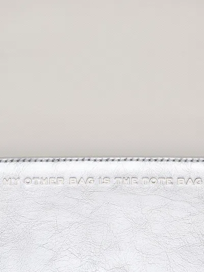 Marc Jacobs Metallic Silver Leather Foldover Bag With Chain-link Strap