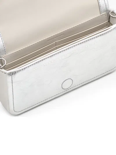 Marc Jacobs Metallic Silver Leather Foldover Bag With Chain-link Strap