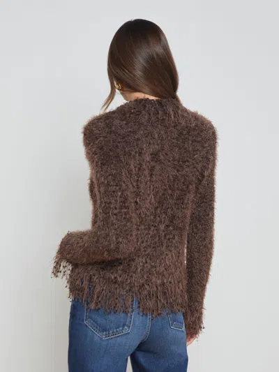 L Agence Azure Cardigan Blazer In Chocolate Ganache