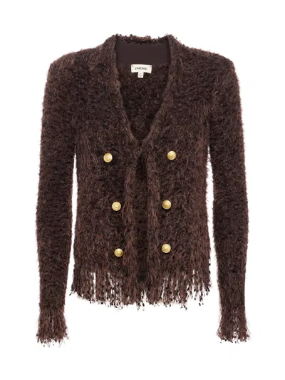 L Agence Azure Cardigan Blazer In Chocolate Ganache