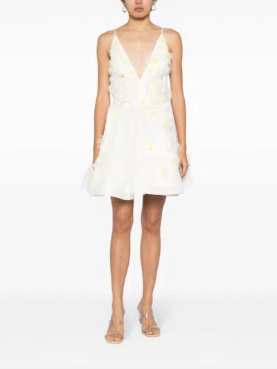 Zimmermann Daisy Embellished Linen And Silk-blend Mini Dress In White