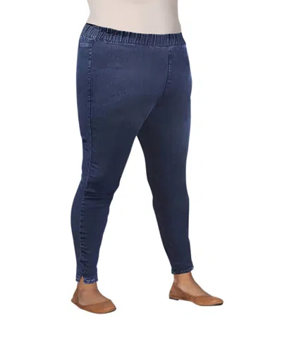 On The Plus Side Plus Size Premium High Rise Denim Jegging In Medium Wash Denim In Multi