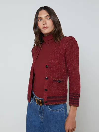 L Agence Jenni Cardigan In Syrah Multi