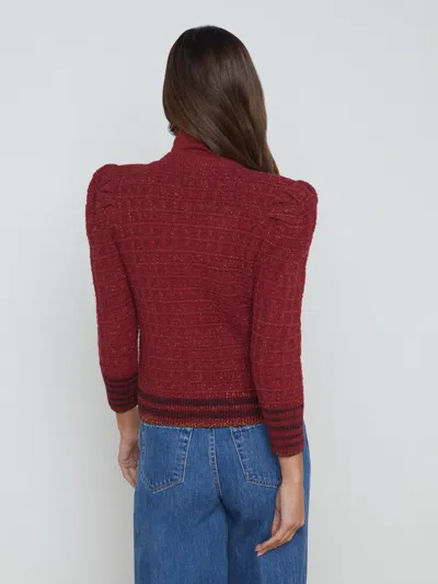 L Agence Jenni Cardigan In Syrah Multi