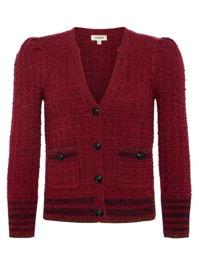 L Agence Jenni Cardigan In Syrah Multi