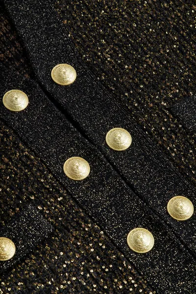 L Agence Jinny Sequin Cardigan In Black/gold Sequin