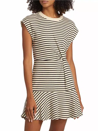 Tanya Taylor Maeve Rugby Stripe Twisted Mini Dress In White