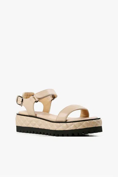 All Black Womens Quilted Vel Sandals In Nude In Beige