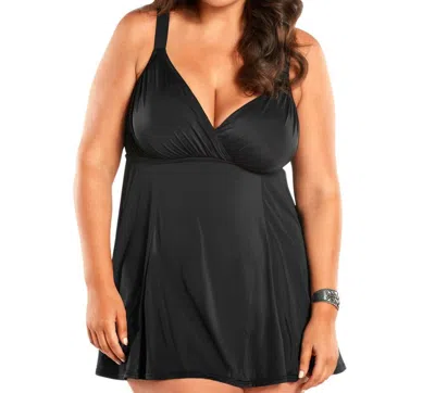 Always For Me Plus Size Raven Swimdress In Black In Black